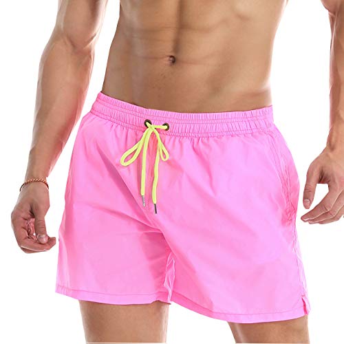 ODOKEI Badehose für Herren Jungen Badeshorts Sporthose kurz Männer Schnelltrockend Sport Schwimmhose Rosa 3XL von ODOKEI