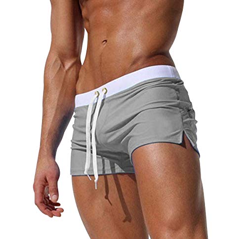 ODOKEI Badeshorts Herren Badehose Männer Kurz Enge Schwimmhose Schwimmshorts Boardshorts Schnelltrocknend Bademode Badehosen Badepants Swim Shorts Herren Strand Shorts Strandhose Badeslip Grau M von ODOKEI