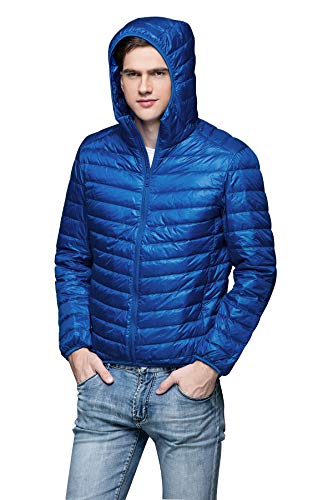 ODOKEI Daunenjacke Herren Steppjacke Herren mit Kapuze Herren Steppjacke Winter Herren Daunen Steppjacke Herren Steppjacke mit Strickärmeln Herren Leicht Herren Daunenjacke Königsblau M von ODOKEI