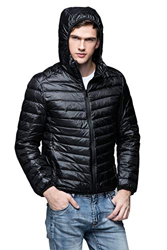 ODOKEI Daunenjacke Herren Steppjacke Herren mit Kapuze Herren Steppjacke Winter Herren Daunen Steppjacke Herren Steppjacke mit Strickärmeln Herren Leicht Herren Daunenjacke Schwarz 3XL von ODOKEI