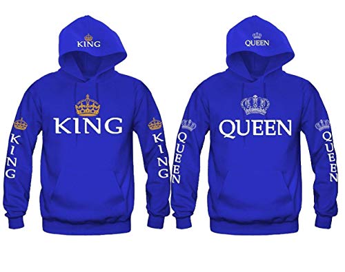 ODOKEI King Queen Passende Paar Pullover Hoodie Set Pärchen Sweatshirt Damen Herren Kapuzenpullover Passende Paar Pullover Hoodie Set Hoodies von ODOKEI