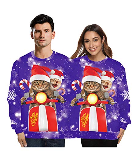 ODOKEI Weihnachtspullover Ugly Christmas Sweater Zwei Personen Xmas Pullover Unisex Herren Damen Paare Neuheit Pulli Langarm Mantel Outwear Sweatershirt Party （Eine Größe） von ODOKEI