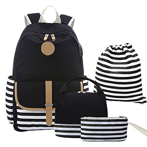 Schulrucksack Set Mädchen Teenager USB Rucksäcke Schule Oberstufe Jungen Schulrucksäcke Laptop Jugendliche Weiterführende Schule Rucksack Damen Freizeitrucksack Schultaschen Lässig Schulrucksackset von ODOKEI