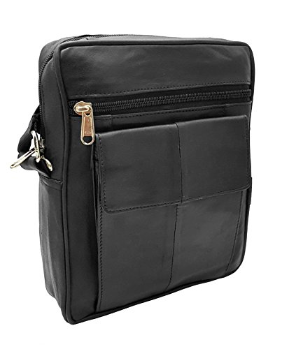 Echtes Leder Mann Tasche Herren/Damen Unisex Umhängetasche Umhängetasche Umhängetasche Reise Urlaub Handy Organizer, Schwarz - Stil 2, Medium von ODS:UK