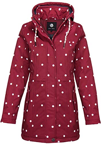 ODYSSEE / New View Damen Softshell Mantel gepunktet Parka Jacke Kapuze Outdoor Übergang, Farbe:Bordeaux, Größe:XL von ODYSSEE