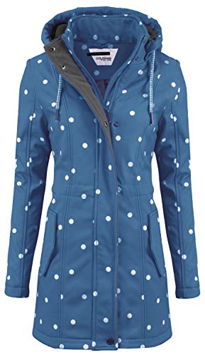 ODYSSEE / New View Damen Softshell Mantel gepunktet Parka Jacke Kapuze Outdoor Übergang, Farbe:Jeansblau, Größe:L von ODYSSEE