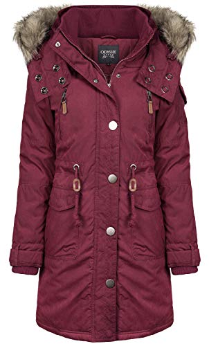 ODYSSEE Damen Winter Mantel Jacke mit Abnehmbarer Kapuze, Größe:L, Farbe:Bordeaux von ODYSSEE