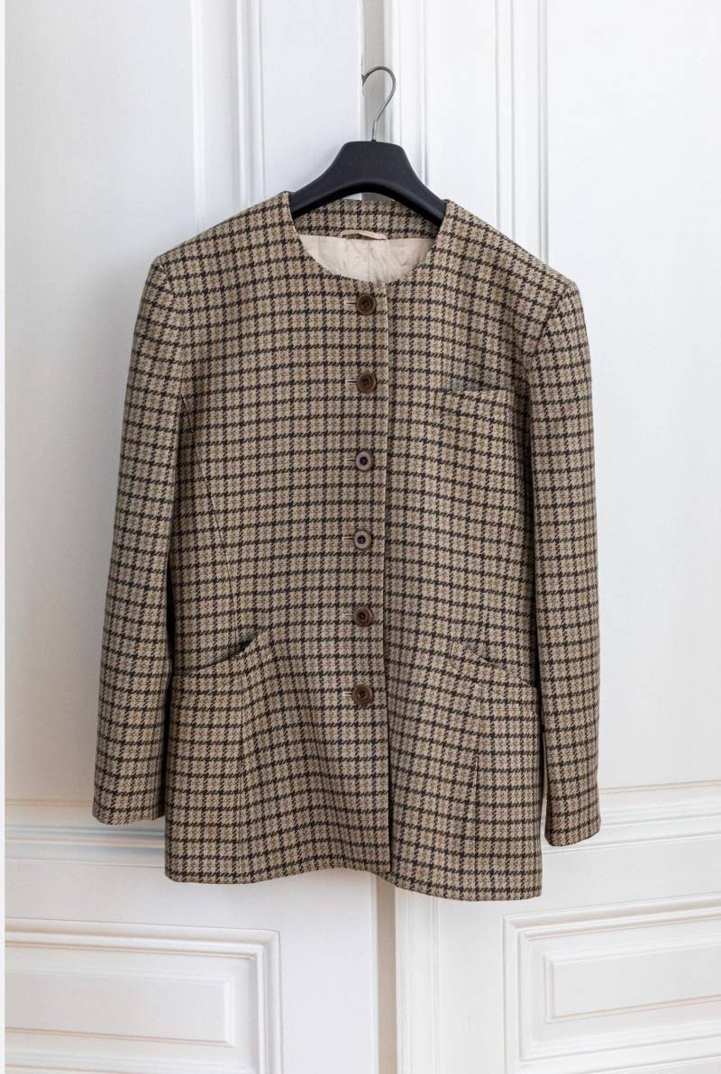 Vintage Escada Woll Blazer Karierte Karo Jacke, Grösse L-xl Vintage Escada Woll Blazer Karierte Karo Jacke, Grösse L-xl von ODanubeVintage
