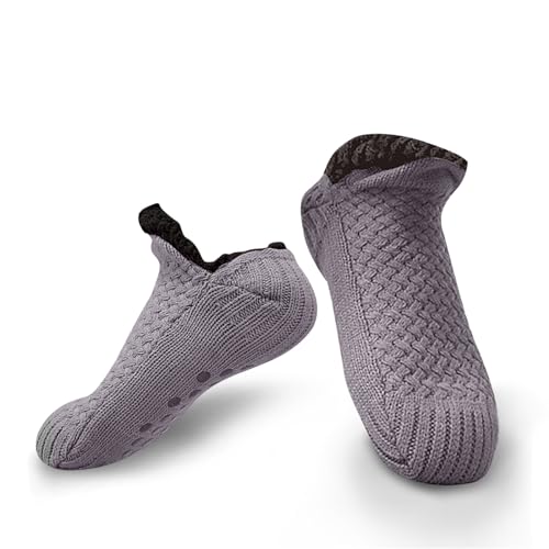 OEAK Bodensocken Damen Stoppersocken warme Hüttensocken kuschelsocken mit noppen Thermosocken Sockenschuhe Wintersocken flauschig Stricksocken rutschfest,Dunkelgrau,M (40-42 EU) von OEAK