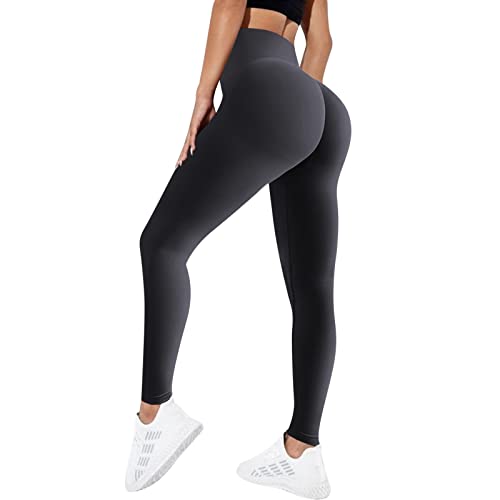 OEAK Damen Scrunch Butt Sport Leggings High Waist Push Up Boom Booty Leggings Bachkontrolle Blickdicht Sporthose Nahtlos Gym Yogahosen,Schwarz,M von OEAK