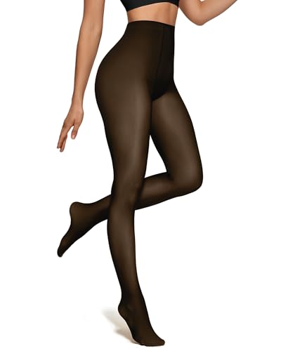 OEAK Damen Thermo Strumpfhosen Leggings mit Gefüttert Blickdicht Thermoleggings Elastische Plüschstrümpfe Warm Winterleggings,Schwarz Durchsichtig,S/M,300g(Dick Fleecefutter) von OEAK