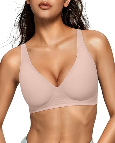 OEAK Nahtloser BH Damen Ohne Bügel tiefem V-Ausschnitt Bra Seamless Push Up Gepolstert Bügelloser Bustier Bequemer Tshirt BH Soft Schlaf BH,Hautfarben,XXL OEAK Nahtloser BH Damen Ohne Bügel tiefem V-Ausschnitt Bra Seamless Push Up Gepolstert Bügelloser Bustier Bequemer Tshirt BH Soft Schlaf BH,Hautfarben,XXL von OEAK