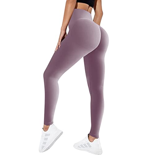 OEAK Sport Leggings Damen Scrunch Butt Yogahose Hohe Taille Fitnesshose Blickdicht Sporthosen Nahtlos Booty Push up Leggings für Gym Yoga Fitness,Violett,L von OEAK