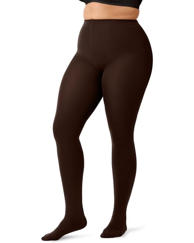 OEAK Thermo Strumpfhose Damen Große Größe Winter Warme Gefütterte Strumpfhosen mit Fleecefutter Dick Warme Leggings Übergröße Plüschstrumpfhose,Kaffee,3XL-4XL von OEAK