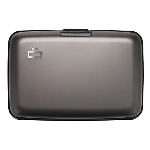 ÖGON -DESIGNS- Aluminium Kartenetui, RFID Schutz vor Betrug und Entmagnetisierung, Kompakte Geldbörse, Modell Smart Case Stockholm V1 (Titanium) von ÖGON -DESIGNS-