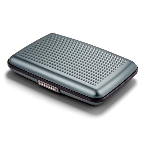 ÖGON -DESIGNS- Aluminium Kartenetui mit Metallverschluss, RFID-Schutz vor Betrug und Entmagnetisierung, Kompakte Geldbörse, Modell Smart Case Stockholm (Aluminium Platinium) von ÖGON -DESIGNS-