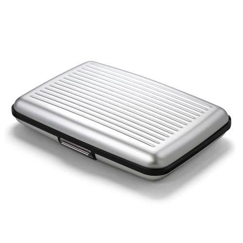 ÖGON -DESIGNS- Aluminium Kartenetui mit Metallverschluss, RFID-Schutz vor Betrug und Entmagnetisierung, Kompakte Geldbörse, Modell Smart Case Stockholm (Aluminium Silver) von ÖGON -DESIGNS-