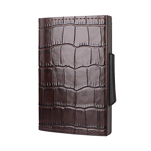 ÖGON Smart Wallets - Cascade Slim Wallet - Automatischer Kartenetui - Popup-Karten - 8 Karten und Banknoten - RFID-Blockierung - Leder und Aluminium (Croco) von ÖGON Smart Wallets