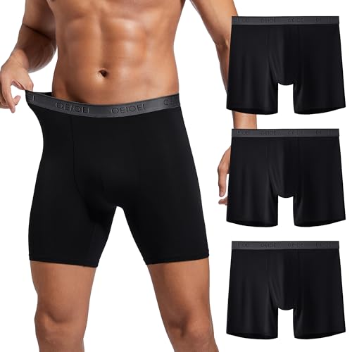 OEIOEI Boxershorts Herren Modal Schwarz Sport Unterhosen Männer Microfaser Retroshorts Weich 3 Pack (M, 3 Schwarz) von OEIOEI