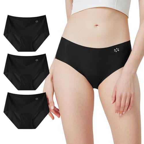 OEIOEI Nahtlose Slips Damen Nylon Hipster Panties Invisible Unterwäsche Schwarz Unterhosen 3er Pack (L, 3 Schwarz) von OEIOEI