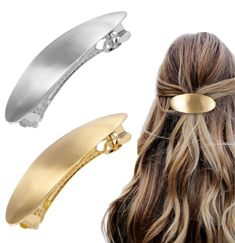 2 Stück Französische Haarspangen Damen Haarspange Ovale Barrette Metall Dutt Haarspange Haarclip Haarspange Clip Minimalistische Barrette Haarzubehör Dekorativer Haarschmuck für Frauen Mädchen von OEIOTEI
