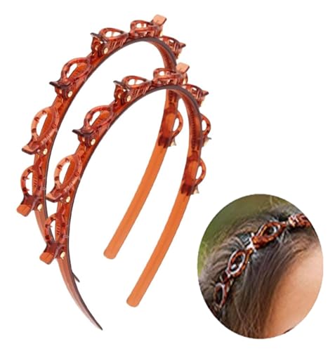 OEIOTEI Haarreif mit Klammern - 2PCS Bangs Hairstyle Hairpin Frisurenhilfe Haareifen mit Clips Hairpin Headband Haarnadeln Stirnband Haarhalter Haarschmuck Haarband mit Clips Twist Clip Stirnband von OEIOTEI