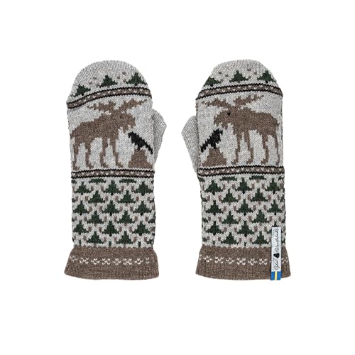 ÖJBRO VANTFABRIK 1 Paar Fäustlinge Gr. S (6) Wolle Strick-Handschuhe 4-lagige Merinowolle Winter-Handschuhe aus Schweden, Fausthandschuh Damen & Herren, extra warm & weich - Skogen von ÖJBRO VANTFABRIK