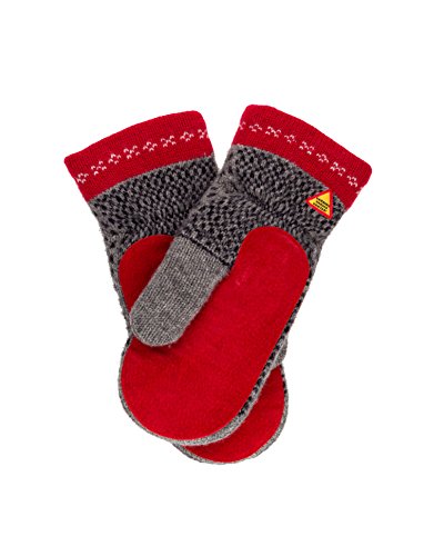 ÖJBRO VANTFABRIK 1 Paar Fäustlinge mit Ledereinsatz M (7-9) Wolle Strick-Handschuhe 4-lagige Merinowolle Wildleder Winter-Handschuhe aus Schweden, Damen & Herren, extra warm & weich - Skaftö Grå von ÖJBRO VANTFABRIK