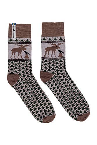 ÖJBRO VANTFABRIK 1 Paar Wollsocken Gr. L wadenhoch aus Merinowolle - Stricksocken knöchelhoch Damen & Herren - Kuschel-Socken warm, weich & bequem, Winter Outdoor, gestrickt in Schweden - Skogen von ÖJBRO VANTFABRIK