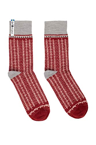 ÖJBRO VANTFABRIK 1 Paar Socken wadenhoch rot/grau Gr. S leichte unisex Stricksocken Merinowolle Strümpfe Strick aus Schweden von ÖJBRO VANTFABRIK