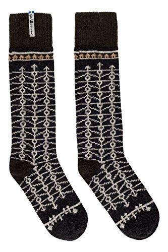 ÖJBRO VANTFABRIK "Ekshärad Sot Socken Kniestrümpfe russ/grau Gr. S Lammwolle Stricksocken Strick warm weich - Hergestellt in Schweden von ÖJBRO VANTFABRIK