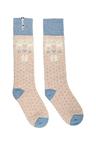 ÖJBRO VANTFABRIK "Fästfolk Elsie und Erik Socken Kniestrümpfe rosa/blau Gr. M Lammwolle Stricksocken Strick warm weich - Hergestellt in Schweden von ÖJBRO VANTFABRIK