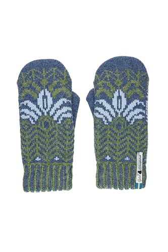 ÖJBRO VANTFABRIK "Fager Ilse Fäustlinge 4 Lagen blau/grün/hellblau Gr. S 100% Merinowolle Handschuhe Strick warm weich - Hergestellt in Schweden von ÖJBRO VANTFABRIK