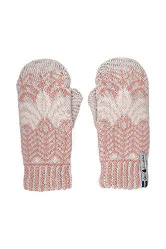 ÖJBRO VANTFABRIK "Fager Ingvild Fäustlinge 4 Lagen natur/orange/rosa Gr. M 100% Merinowolle Handschuhe Strick warm weich - Hergestellt in Schweden von ÖJBRO VANTFABRIK