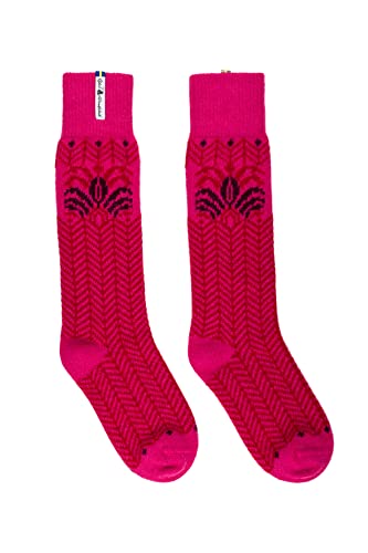 ÖJBRO VANTFABRIK "Fager Irma Socken Kniestrümpfe fuxia/rot/weinrot Gr. M Lammwolle Stricksocken Strick warm weich - Hergestellt in Schweden von ÖJBRO VANTFABRIK