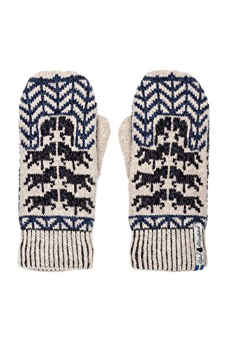 ÖJBRO VANTFABRIK "Gotland Kalk Fäustlinge 4 Lagen natur/blau/russ Gr. L 100% Merinowolle Handschuhe Strick warm weich - Hergestellt in Schweden von ÖJBRO VANTFABRIK