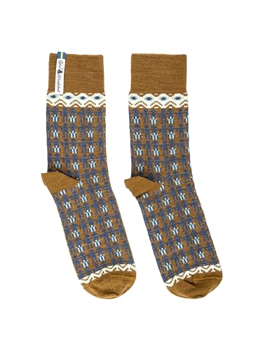 ÖJBRO VANTFABRIK 1 Paar Socken wadenhoch blau/weiss Gr. S leichte unisex Stricksocken Merinowolle Strümpfe Strick aus Schweden von ÖJBRO VANTFABRIK