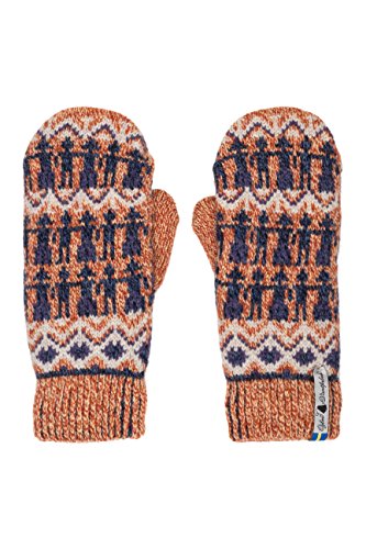 ÖJBRO VANTFABRIK "Kören Kristina Fäustlinge 4 Lagen orange/blau Gr. S 100% Merinowolle Handschuhe Strick warm weich - Hergestellt in Schweden von ÖJBRO VANTFABRIK