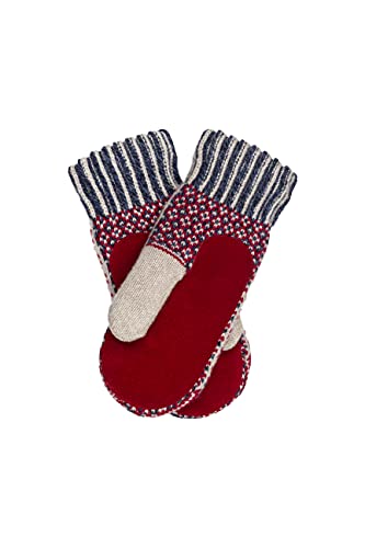 ÖJBRO VANTFABRIK 1 Paar Fäustlinge mit Ledereinsatz L (10-11) Wolle Strick-Handschuhe 4-lagige Merinowolle Wildleder Winter-Handschuhe aus Schweden, Damen & Herren, extra warm & weich - Lycksele von ÖJBRO VANTFABRIK