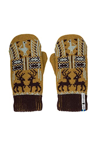 ÖJBRO VANTFABRIK "Scania Måns Fäustlinge 4 Lagen senf/braun/grün Gr. S 100% Merinowolle Handschuhe Strick warm weich - Hergestellt in Schweden von ÖJBRO VANTFABRIK
