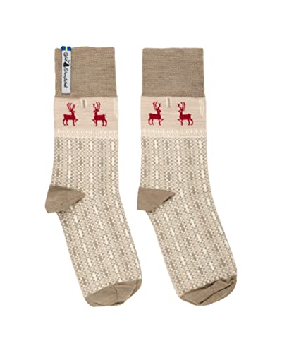 ÖJBRO VANTFABRIK 1 Paar Socken knöchelhoch sand/beige/rot Gr. L leichte Stricksocken Unisex Merinowolle Strümpfe Strick, aus Schweden von ÖJBRO VANTFABRIK