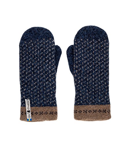ÖJBRO VANTFABRIK 1 Paar Fäustlinge Gr. M (7-9) Wolle Strick-Handschuhe 4-lagige Merinowolle Winter-Handschuhe aus Schweden, Fausthandschuh Damen & Herren, extra warm & weich - Skaftö Marin von ÖJBRO VANTFABRIK