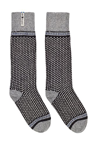 ÖJBRO VANTFABRIK "Skaftö Sot Socken Kniestrümpfe russ/grau/natur Gr. M Lammwolle Stricksocken Strick warm weich - Hergestellt in Schweden von ÖJBRO VANTFABRIK