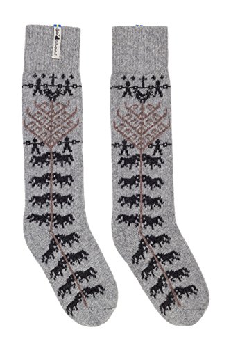 ÖJBRO VANTFABRIK "Yggdrasil Liv Socken Kniestrümpfe grau/russ Gr. L Lammwolle Stricksocken Strick warm weich - Hergestellt in Schweden von ÖJBRO VANTFABRIK