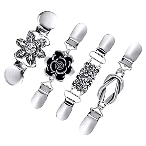 4 x mittelalterliche Metalllegierung Schalverschluss Nähen Cardigan Clips keltisch für Mädchen Frauen Silber, 4 pcs, Kunststoff, Siehe Beschreibung von OEUVREBY