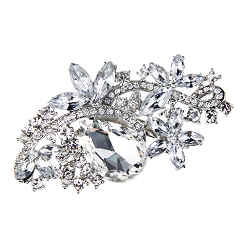 Damen-Hochzeits-Brosche mit Kristallen, Strass, weißer Schmuck von OEUVREBY