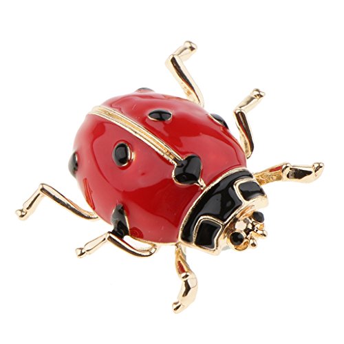 Emaille Marienkäfer Insekt Brosche Pin Damen Herren Schmuck Rot, 2.9x3.1 cm, Kunststoff, Siehe Beschreibung von OEUVREBY