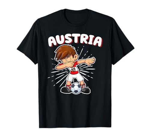 Österreich Austria Dabbing Fußball Junge Trikot Kinder Fan T-Shirt von Österreich Flagge Dabbing Trikot für Kinder