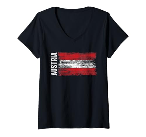 Damen Österreich Fußball Team Fußball Tunier Em T-Shirt mit V-Ausschnitt von Österreich Fußball Bekleidung
