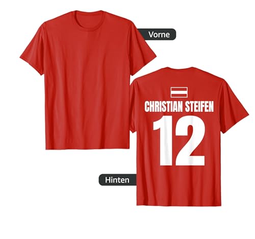 Herren Mallorca Sauf Trikot Österreich, Christian Steifen T-Shirt von Österreichische Mallorca Sauf Trikot Designs